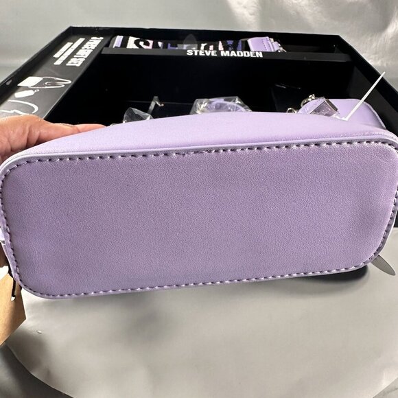 Steve Madden Crossbody Women Handbag Monogram Strap Coin Purse Keychain Purple - Picture 5 of 16
